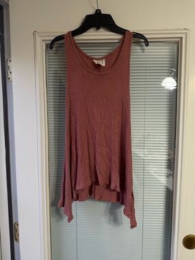 PPLA Sleeveless Waffle Swing Tank Top - Dusty Rose